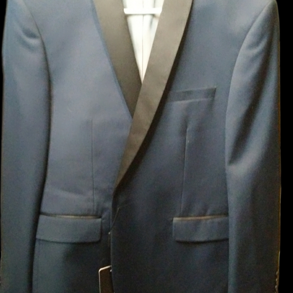 Vernon Fashion Men's Navy Dress Suit trimmed in black